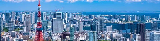 東京タワーがそびえる都市風景